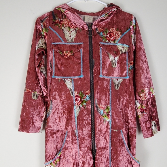 Autumn Teneyl Angel Pink Floral Jumpsuit Velour Sustainable Organic size Small - Picture 5 of 13